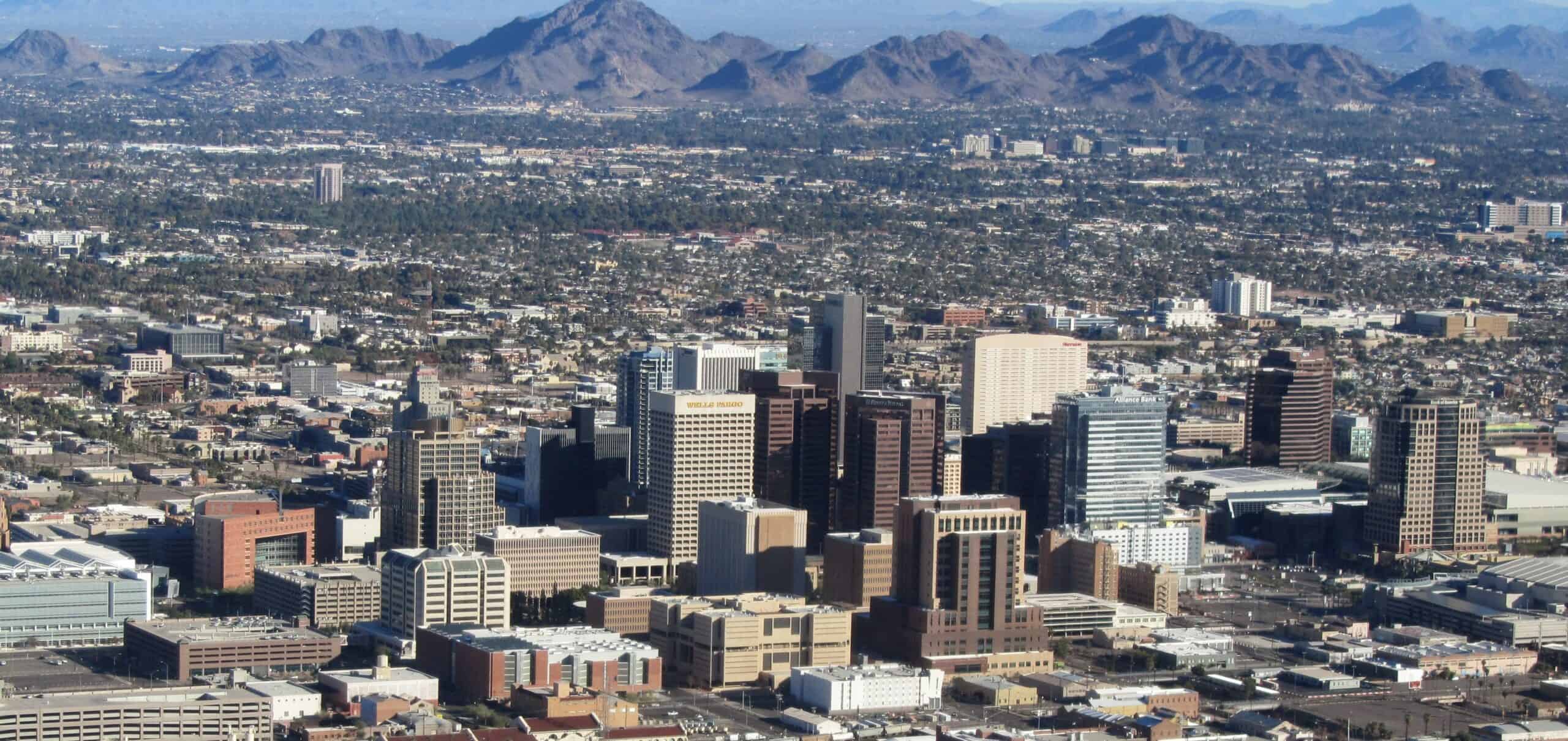 downtown phoenix from the sky