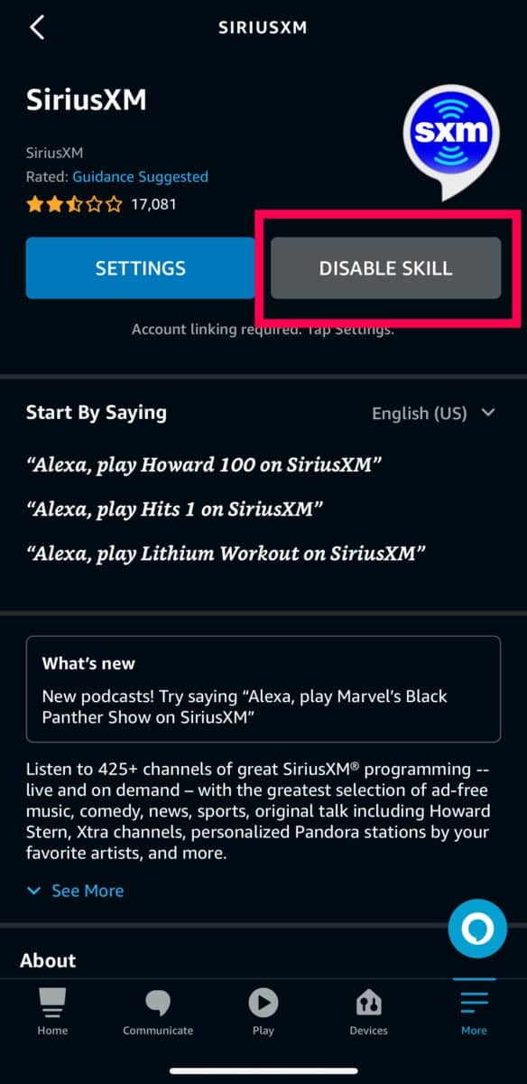 Add Sirius to Alexa