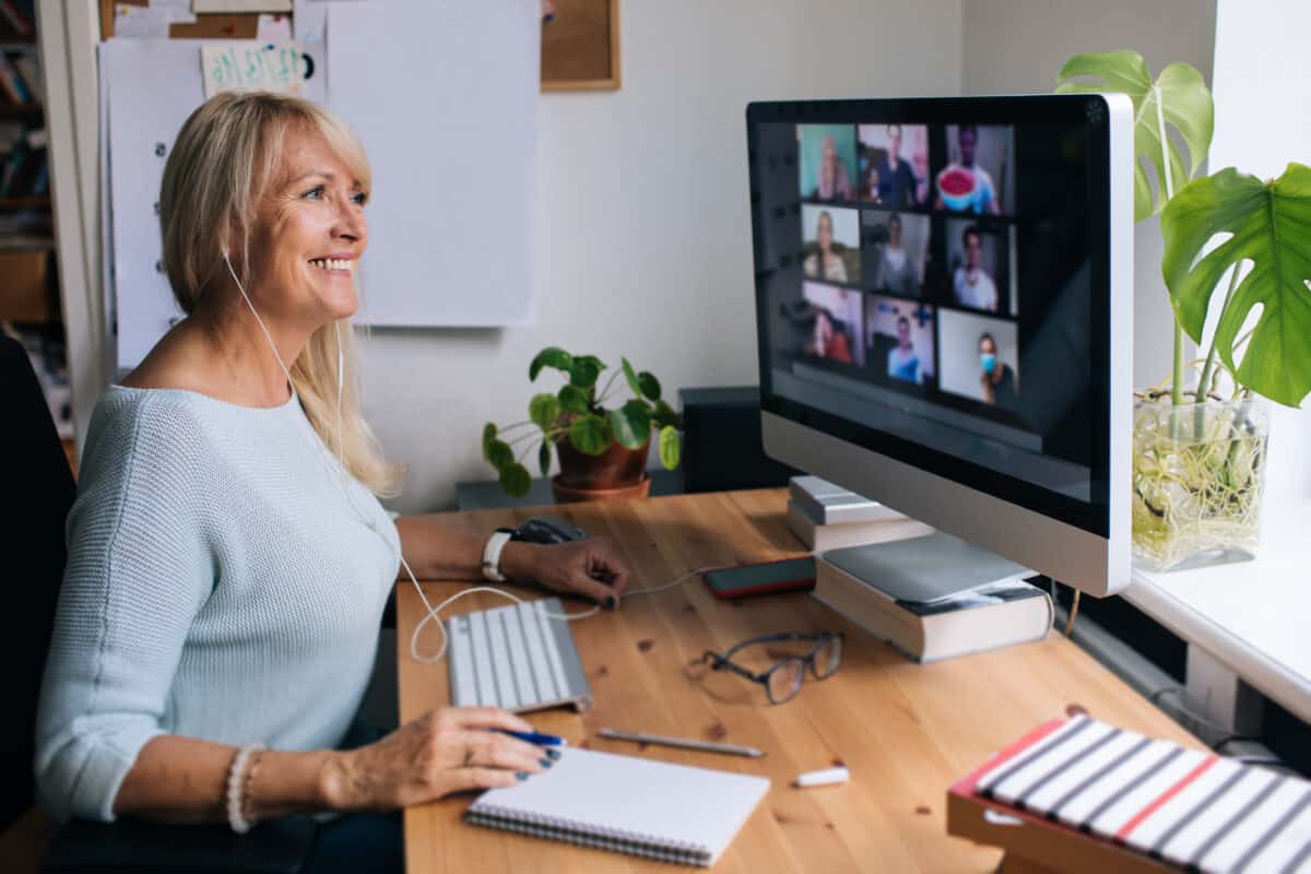 woman in zoom meeting video call