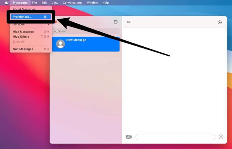 iMessage on Mac, preferences
