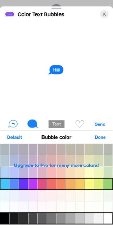 text message bubble colors