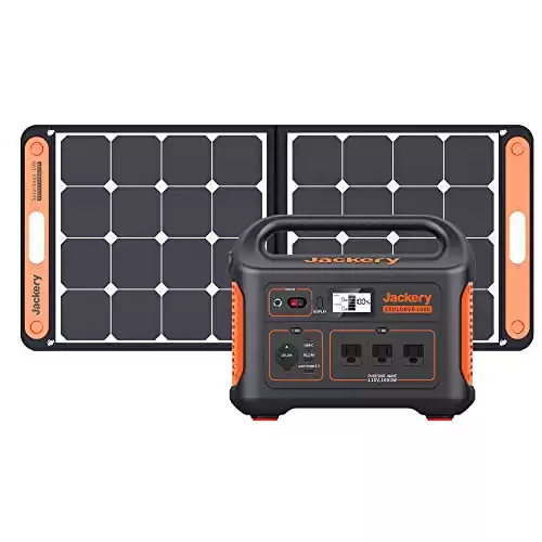 Jackery Solar Generator 1000, Explorer 1000 and 1 xSolarSaga 100W Solar Panel with 3x110V/1000W AC Outlets, Solar Power Generator with Lithium Battery Pack for Outdoor RV/Van Camping & Outages