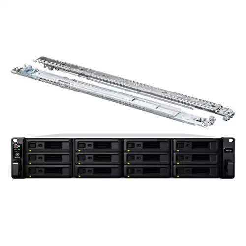 Synology RackStation RS2418+ NAS Server Bundle with Rail Kit, Intel Atom C3538 Quad-Core, 16GB DDR4, 48TB SATA HDD, DSM Software