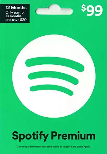 Spotify Annual Gift Card $99