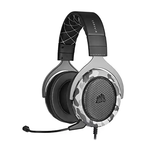 Corsair HS60 Haptic Stereo Gaming Headset with Haptic Bass, Memory Foam Earcups, Removable Microphone, Windows Sonic Compatible, Discord-Certified for PC - Arctic Camo