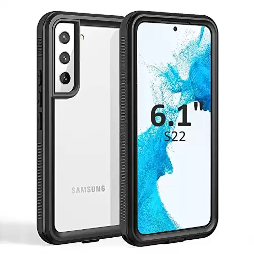 Fansteck Compatible with Samsung Galaxy S22 Case, S22 Waterproof Case with Built-in Screen Protector, Full Body IP68 Underwater Protective Case for Samsung S22 5G 6.1 Inch (Black)