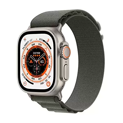 Apple Watch Ultra [GPS + Cellular 49mm] Smart Watch w/Rugged Titanium Case & Green Alpine Loop Small. Fitness Tracker, Precision GPS, Action Button, Extra-Long Battery Life, Brighter Retina Displa...