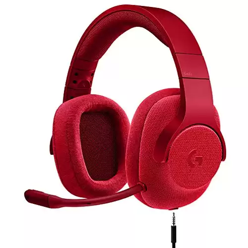 Logitech G433 7.1 Wired Gaming Headset with DTS Headphone: X 7.1 Surround for PC, PS4, PS4 PRO, Xbox One, Xbox One S, Nintendo Switch – Fire Red