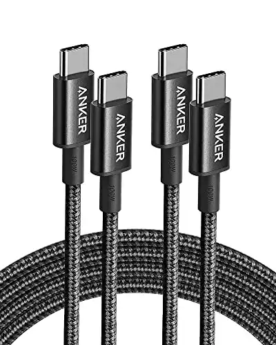 Anker 333 USB C to USB C Cable (6ft 100W, 2-Pack), USB 2.0 Type C Charging Cable Fast Charge for MacBook Pro 2020, iPad Pro 2020, iPad Air 4, Samsung Galaxy S21, Pixel, Switch, LG, and More (Black)