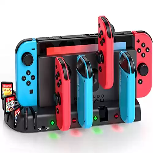 Switch Controller Charging Dock Station Compatible with Nintendo Switch & OLED Model Joycons, KDD Switch Controller Charger Dock Station with Upgraded 8 Game Storage for Nintendo Switch Joycon &am...