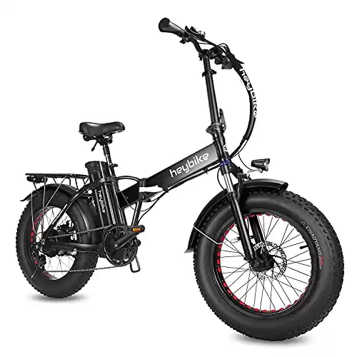 Heybike Mars Electric Bike Foldable 20" x 4.0 Fat Tire Electric Bicycle with 500W Motor, 48V 12.5AH Removable Battery and Dual Shock Absorber for Adults
