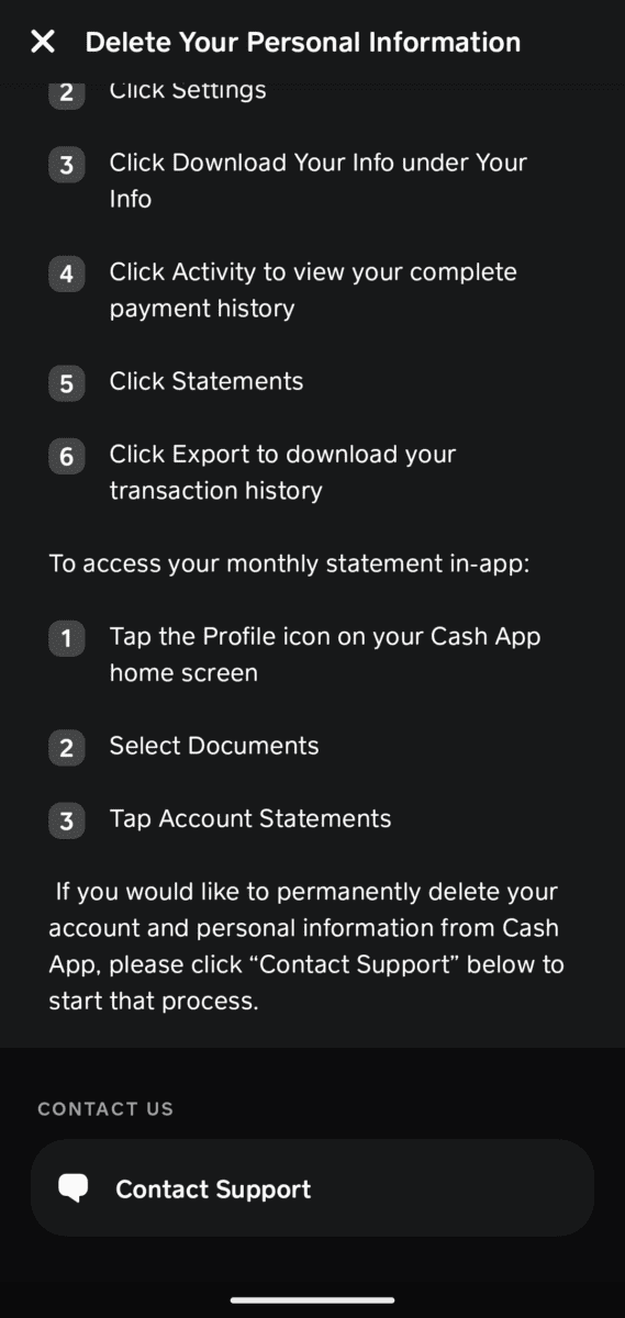 Delete Cash App account