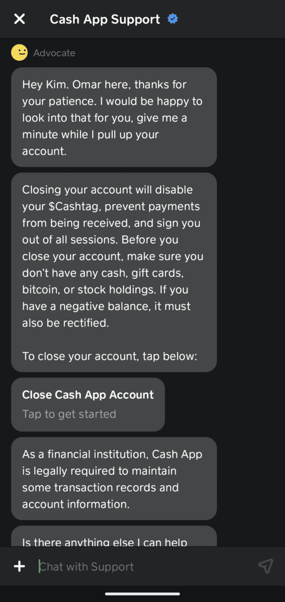 Delete Cash App account