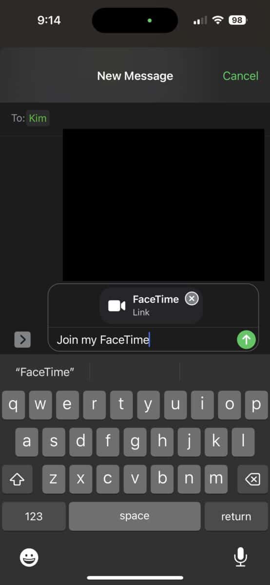 FaceTime Android Text link
