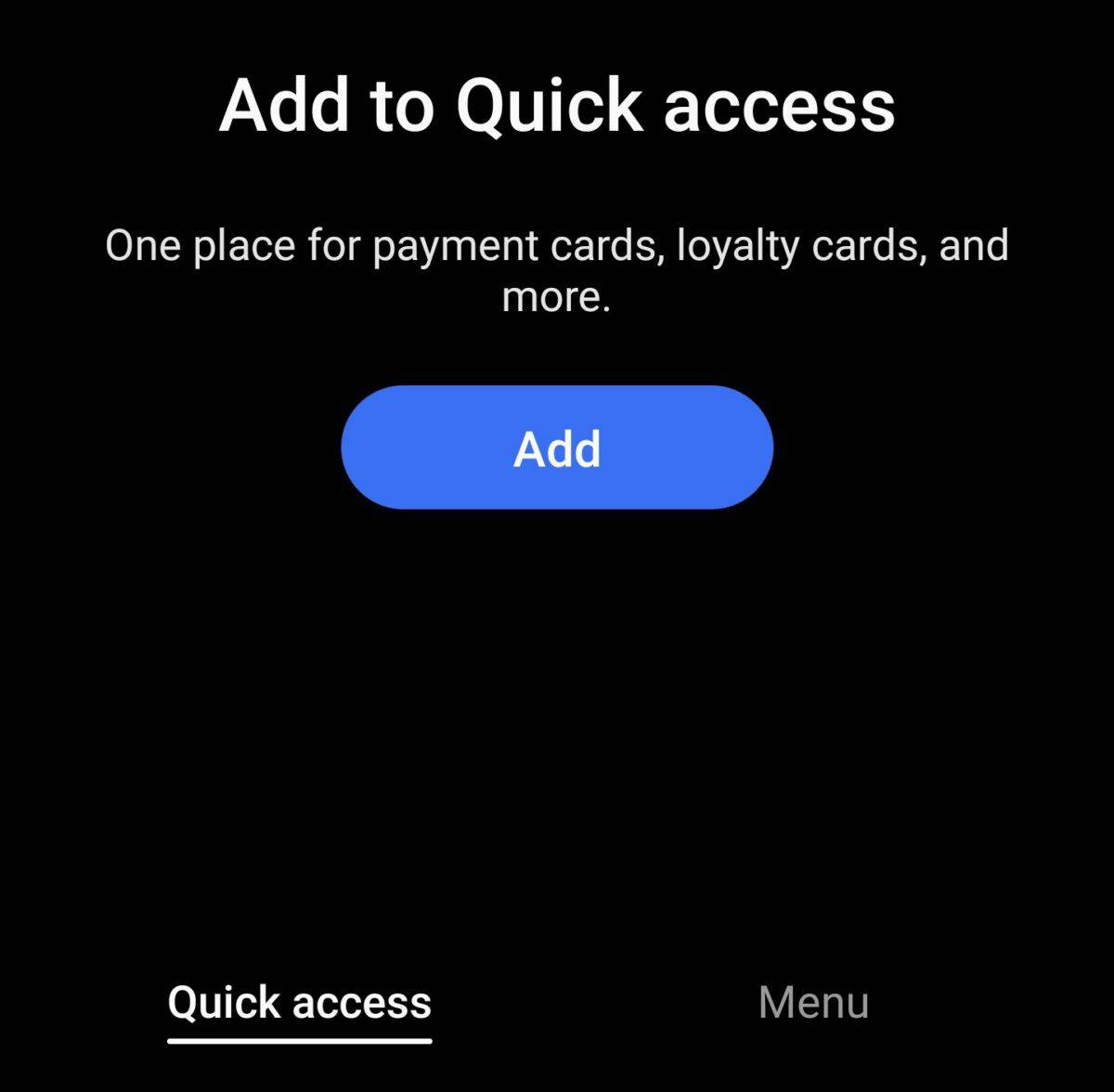 Samsung Pay quick access