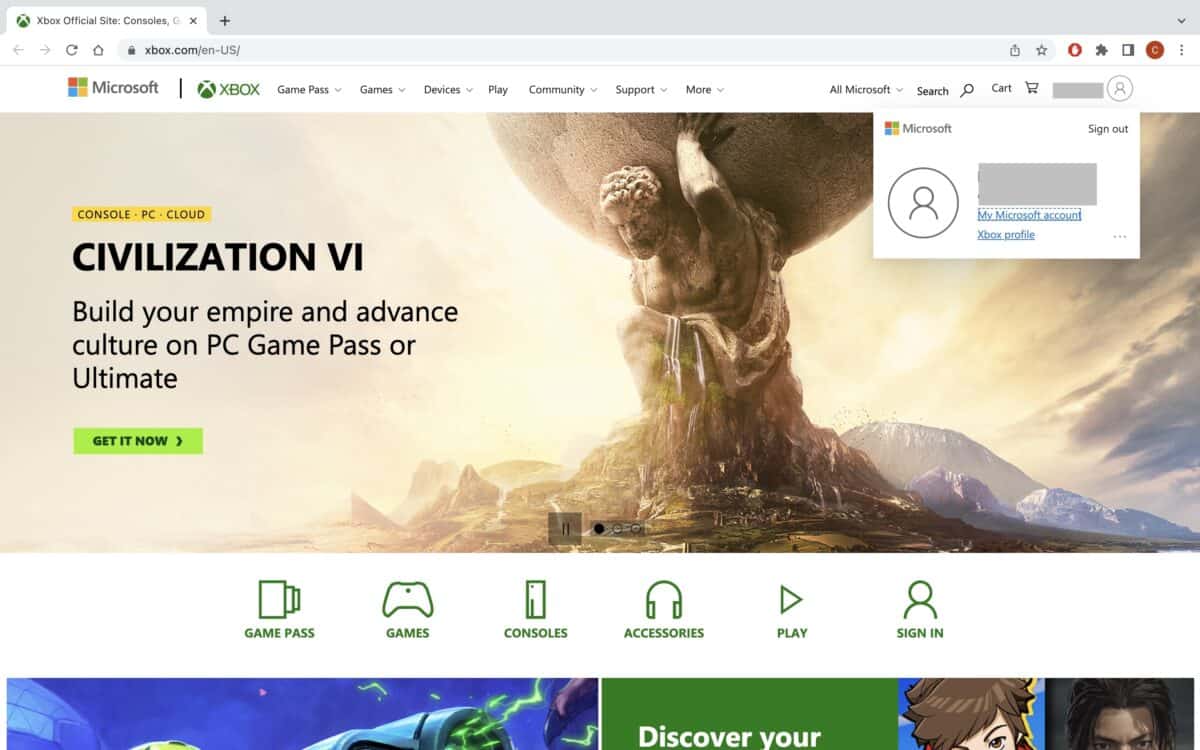 Xbox profile