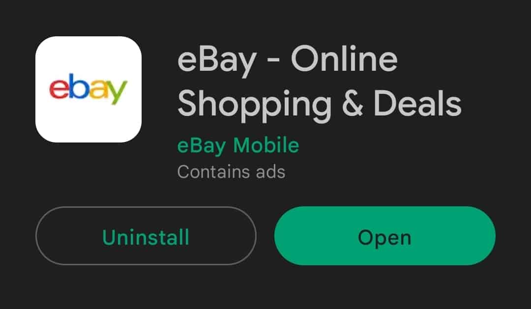 Shipping address on eBay, App
