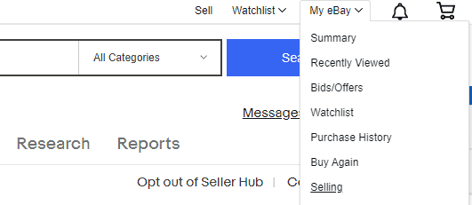 My ebay watched online items