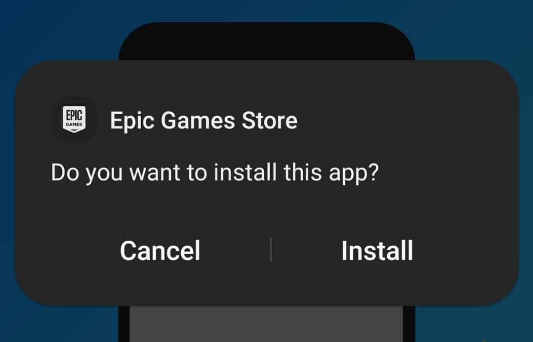 Image showing how to install the Epic Games app.