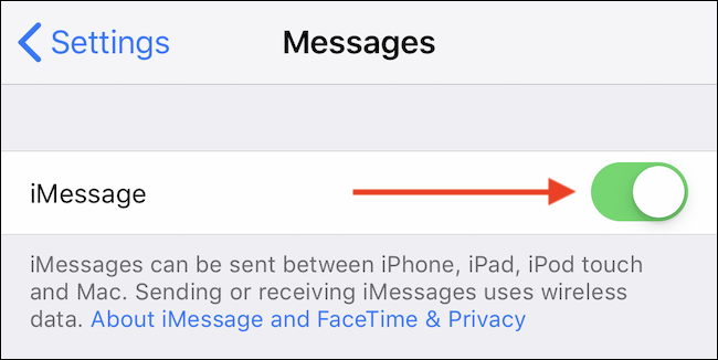 iPad's Messages submenu