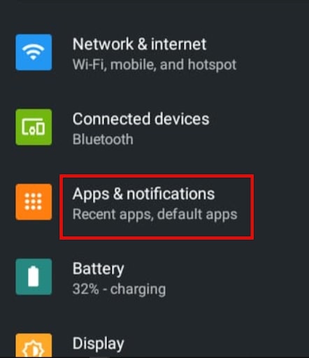 Open apps under settings 
