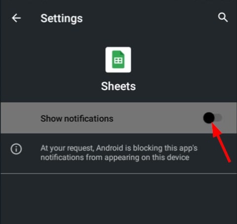 Toggle off notifications