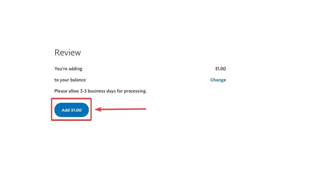 Add money to PayPal confirmation