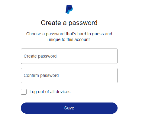 Change PayPal password