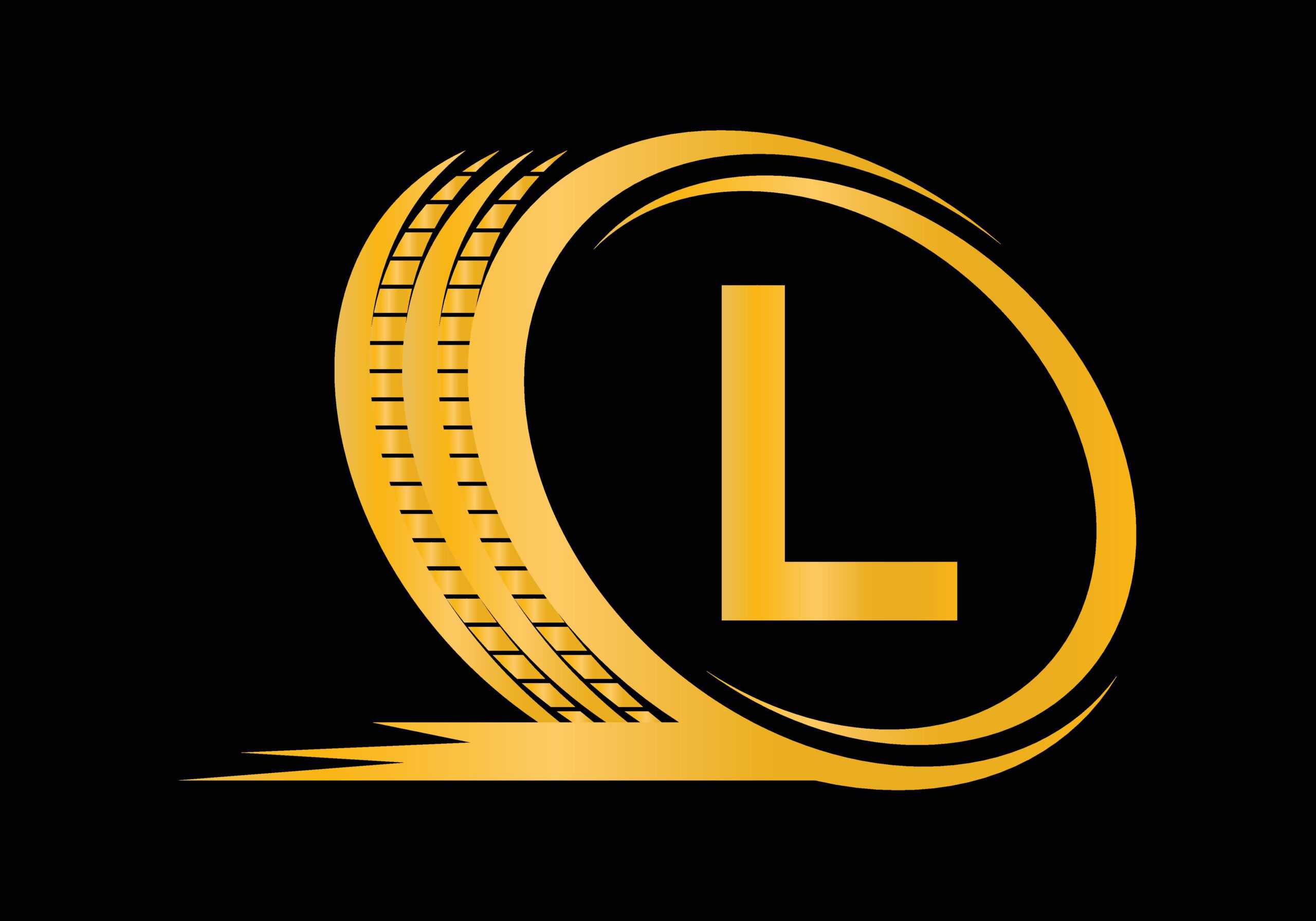 letter l monogram inside a car tire