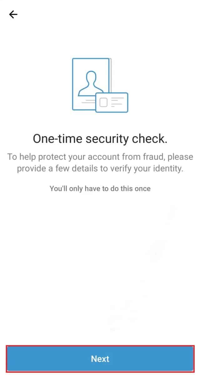 Verify your Venmo account, Venmo security check page