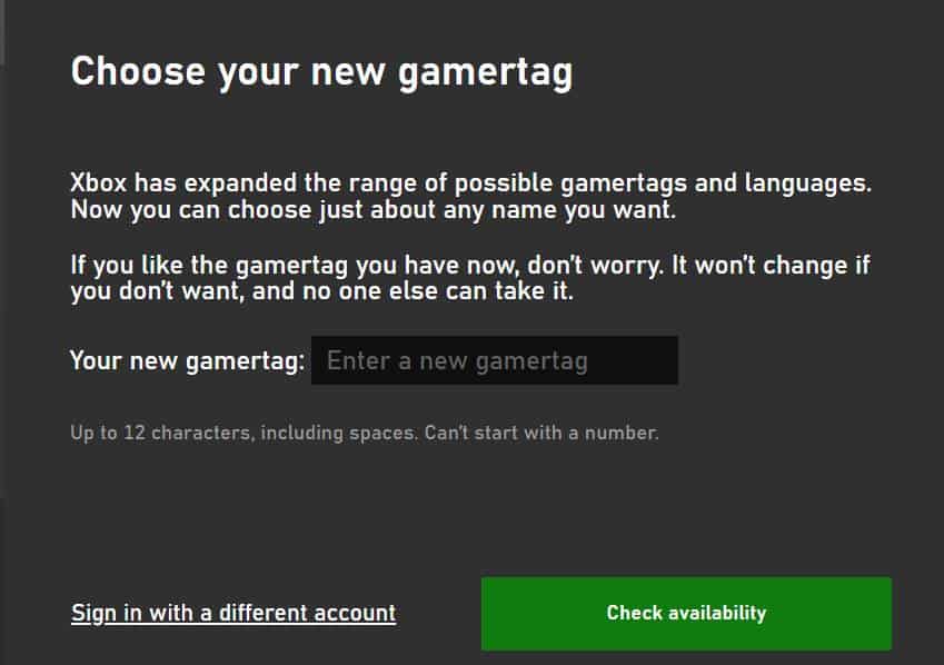 how to change xbox gamer tag - gamer tag screen