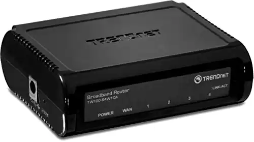TRENDnet 4-Port Broadband Router, 4 x 10-100 Mbps Half-Full Duplex Switch Ports, Instant Recognizing, Remote Management, MAC Address Control to Allow Or Deny Access, Black, TW100-S4W1CA