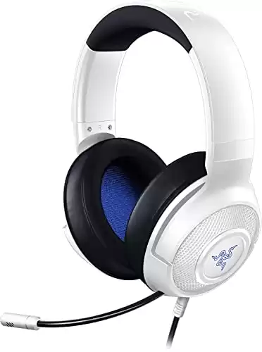 Razer Kraken X for Console - Wired Console Gaming Headset (Bendable Cardiod Microphone, Custom-Tuned 40mm Drivers, 3.5mm Connection, Oval Ear Cushions, Adjustable Headband) Playstation White