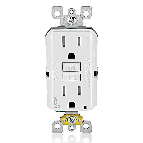 Leviton AGTR1-W SmartlockPro Dual Function AFCI/GFCI Receptacle, Wallplate Included, 15 Amp/125V, White