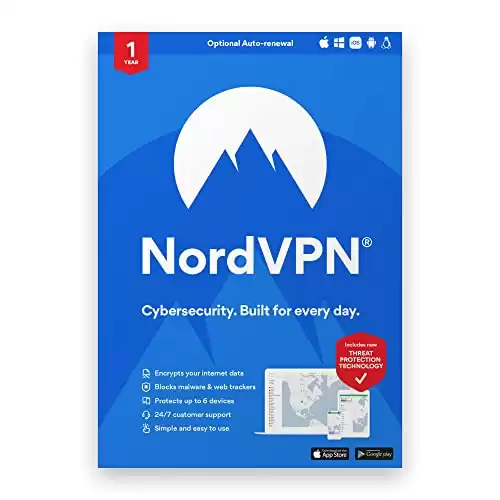 NordVPN Standard – 1-Year VPN & Cybersecurity Software Subscription