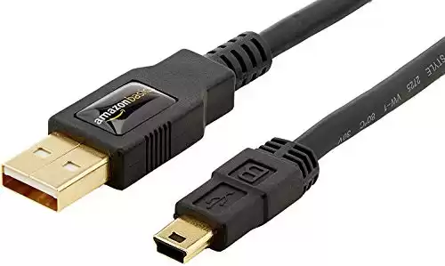 Amazon Basics USB 2.0 Cable, A to Mini-B Cord, 6 Feet (1.8 Meters), Black,1-Pack