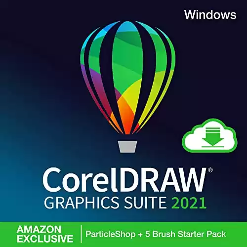 CorelDRAW Graphics Suite 2021 | Graphic Design Software for Professionals | Vector Illustration, Layout, and Image Editing | Amazon Exclusive ParticleShop Brush Pack [PC Download] [Old Version]