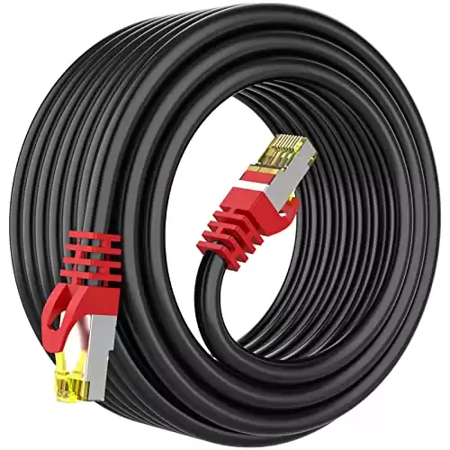 Boahcken Cat 8 Ethernet Cable 50 ft Shielded,Outdoor&Indoor,Heavy Duty high Speed 26AWG Cat8 Network Cable,40Gbps, 2000Mhz SFTP Patch Cord,Weatherproof UV Resistan RJ45 Cable for Modem/Router/Lapt...