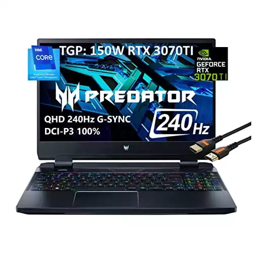 Acer Predator Helios 300 15.6" 2K QHD 240Hz Gaming Laptop (Intel i7-12700H 14-Core, GeForce RTX 3070 Ti [TGP: 150W] 8GB, RGB KYB, Thunderbolt 4, WiFi 6E, Win11Home) w/HDMI (32GB RAM | 1TB PCIe SS...