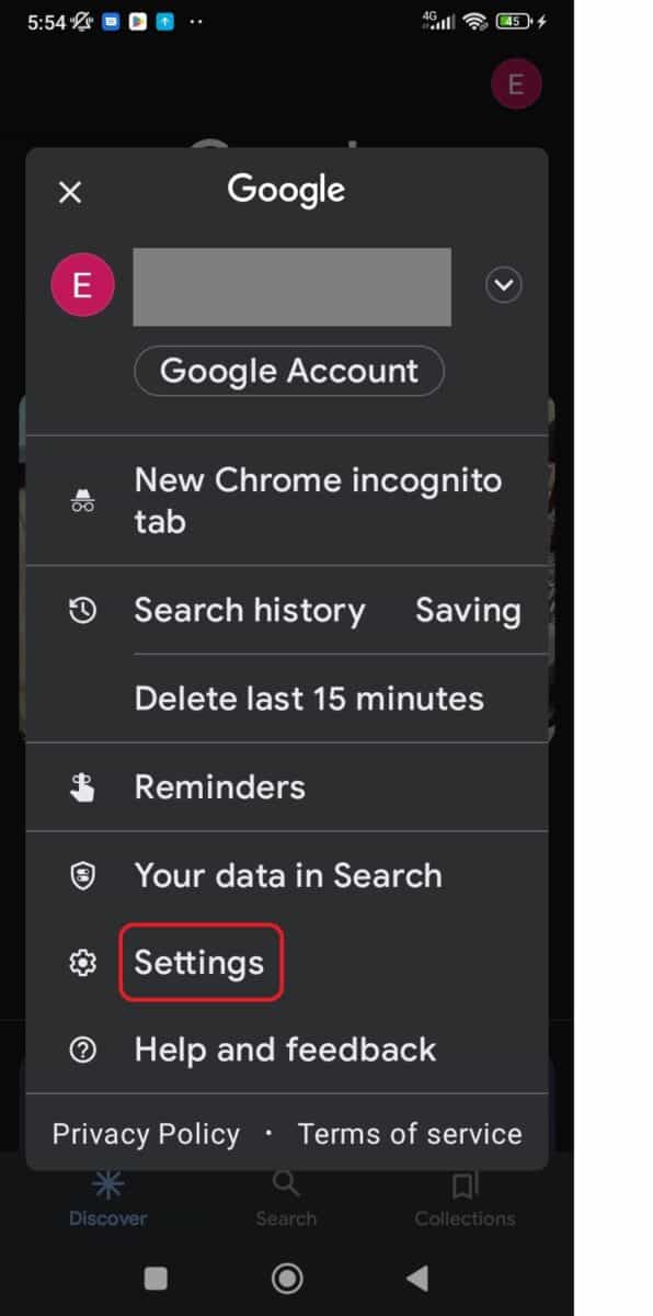 Scroll down and tap Settings.