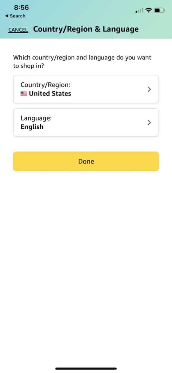 Language on Amazon, app language settings