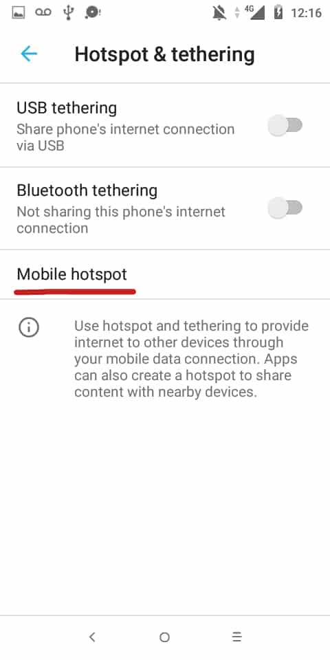 Tap on mobile hotspot.