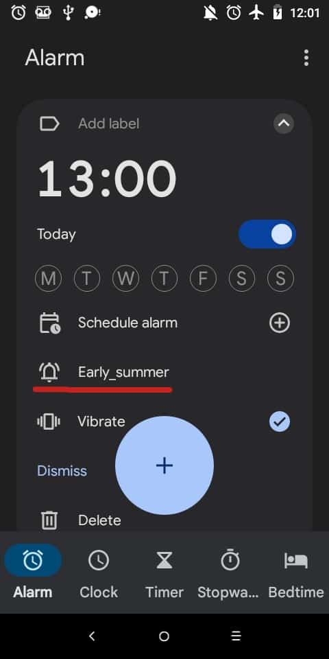 Tap on the bell icon to set an alarm sound.