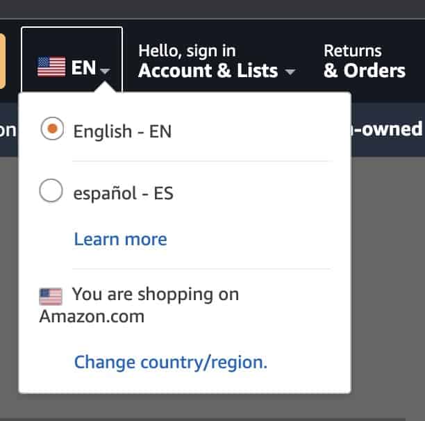 If you don't see your preferred language listed, click on the "Change country/region" link below first.