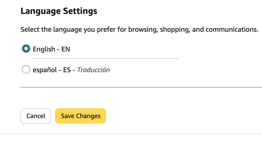 Click on "Save Changes" once you are happy with the selected language.