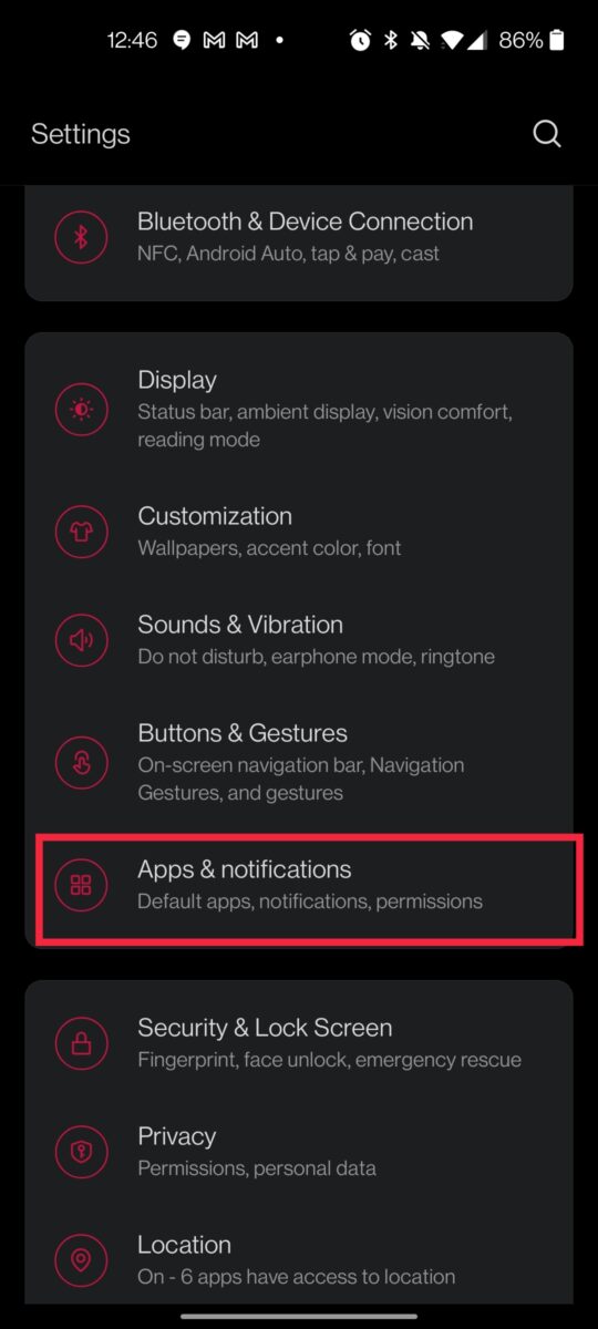 Go to apps and notifications.