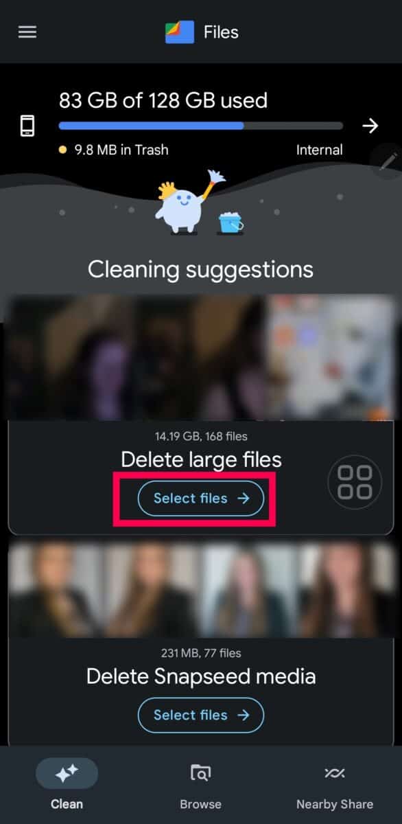 Tap "Select Files."