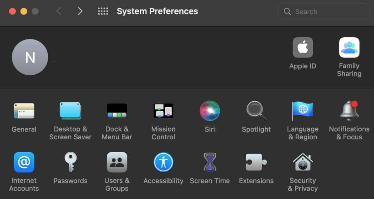 System Preferences screen on a Mac.