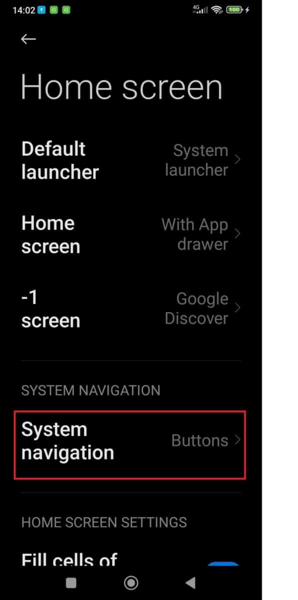 Under Settings, you will see System navigation.