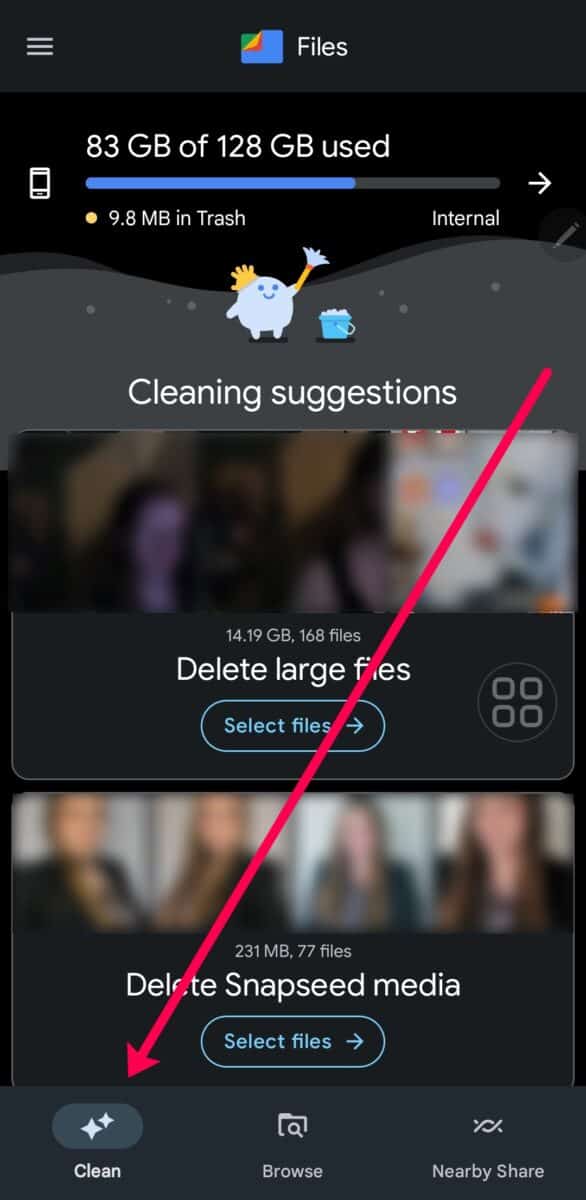 Tap "Clean Up."